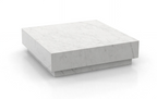 White Marble Square Plinth Coffee Table - Front Angled View | Stonegems