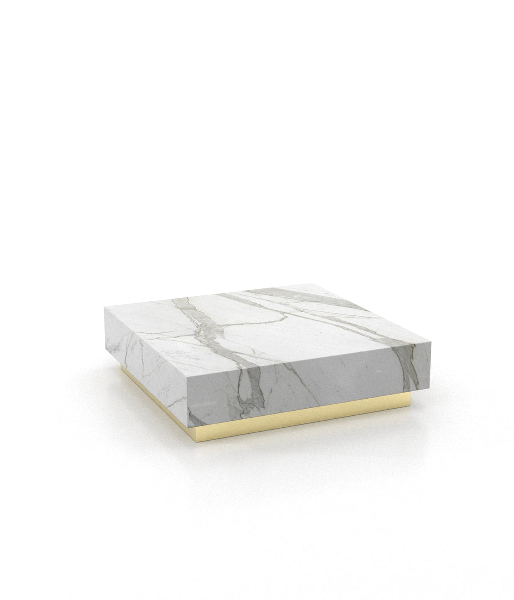 Square Marble Stone Plinth Modern Coffee Table