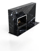 Black Nero Marquina Marble Alexander Fireplace - Three Quarter View | Stonegems