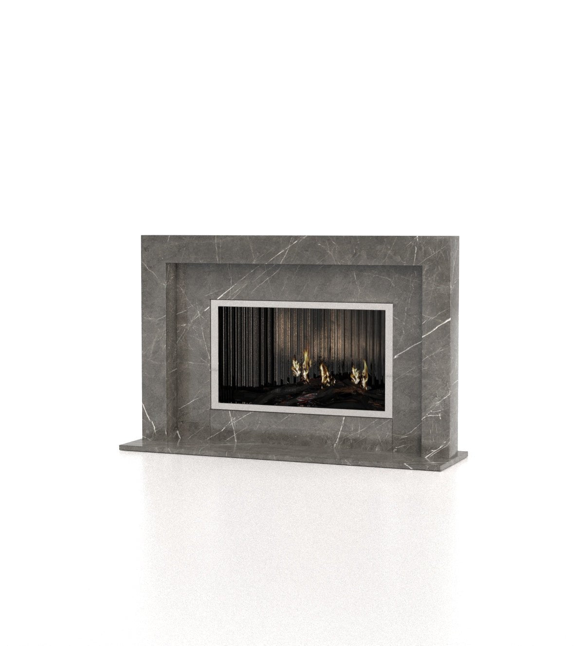 Grey Marble Anubis Fireplace - Front View | Stonegems