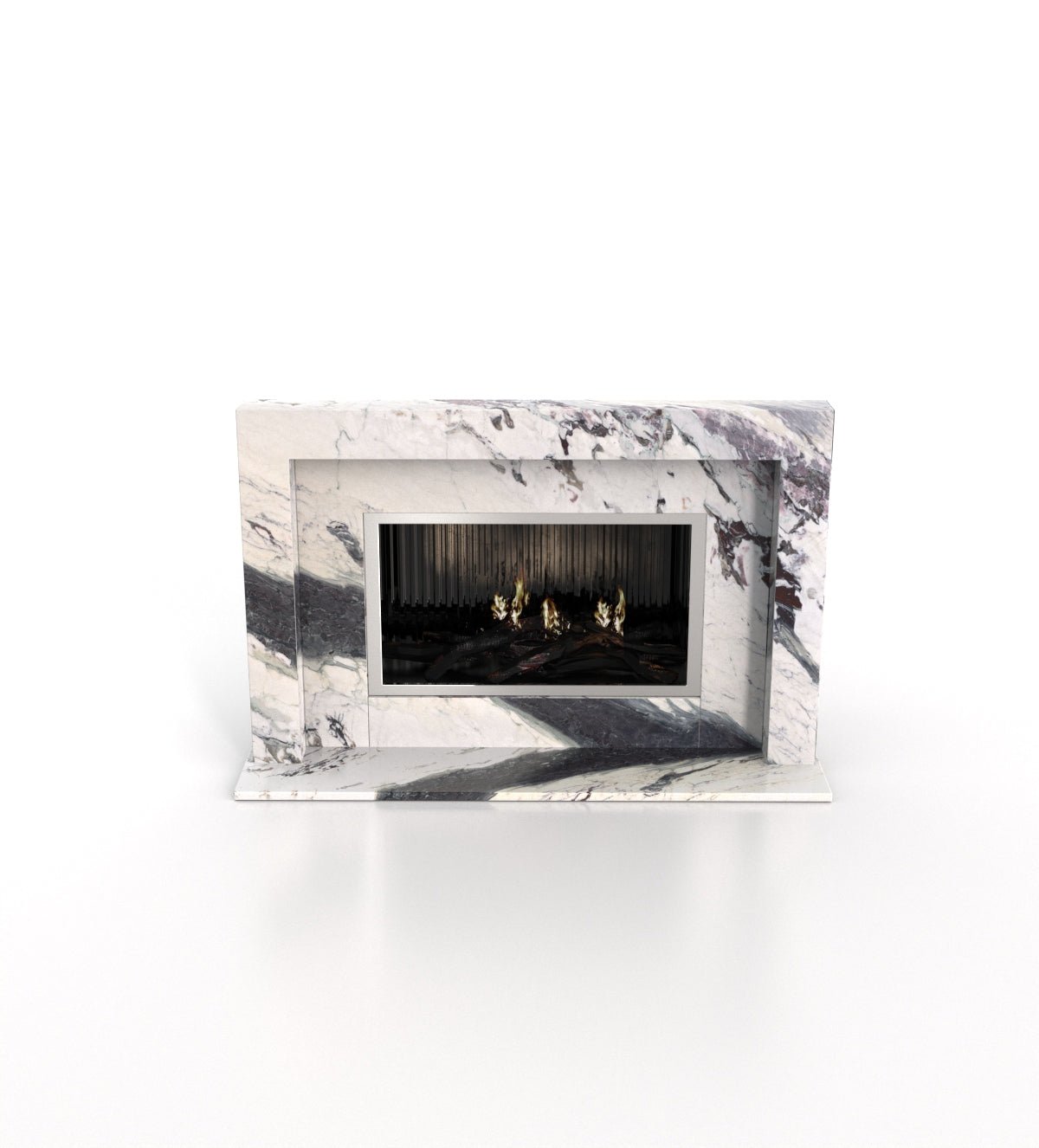 Calacatta Marble Anubis Fireplace - Perspective View | Stonegems