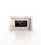 White Marble Anubis Fireplace - Straight Front View | Stonegems