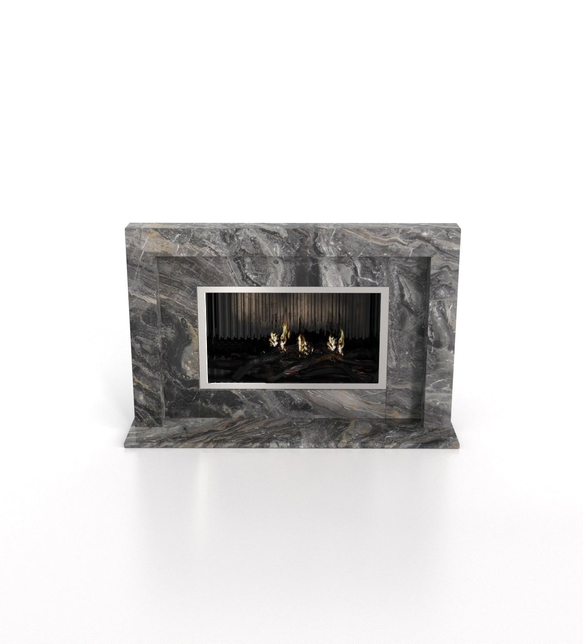Dark Grey Marble Anubis Fireplace - Front View | Stonegems