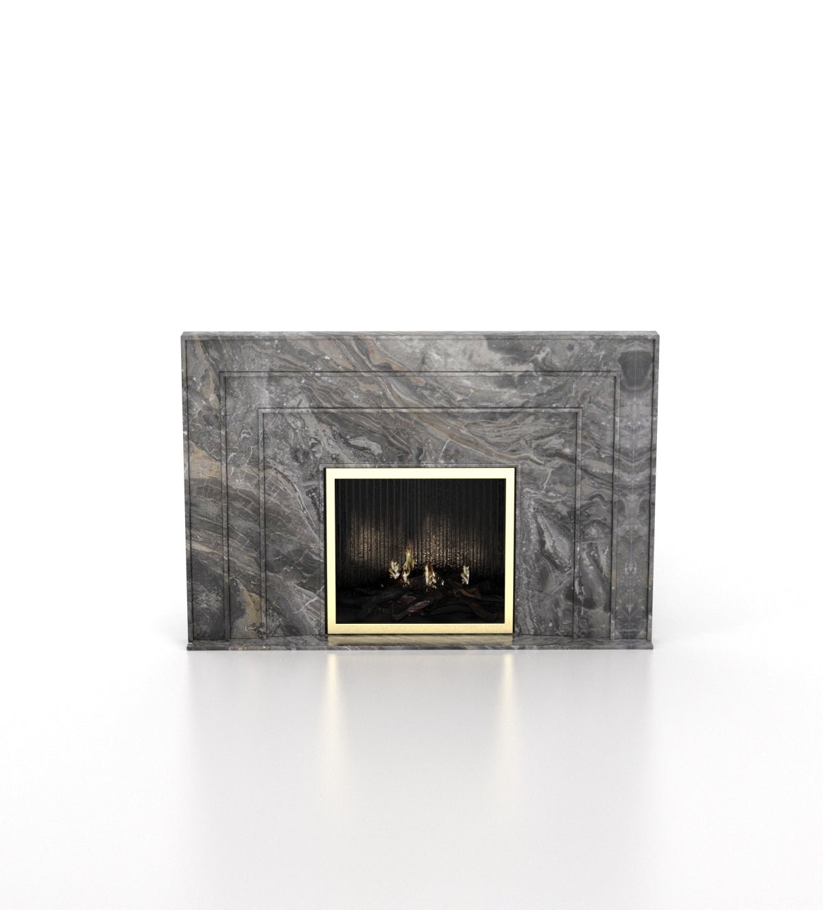 Grey Marble Aristotle Fireplace - Front View | Stonegems