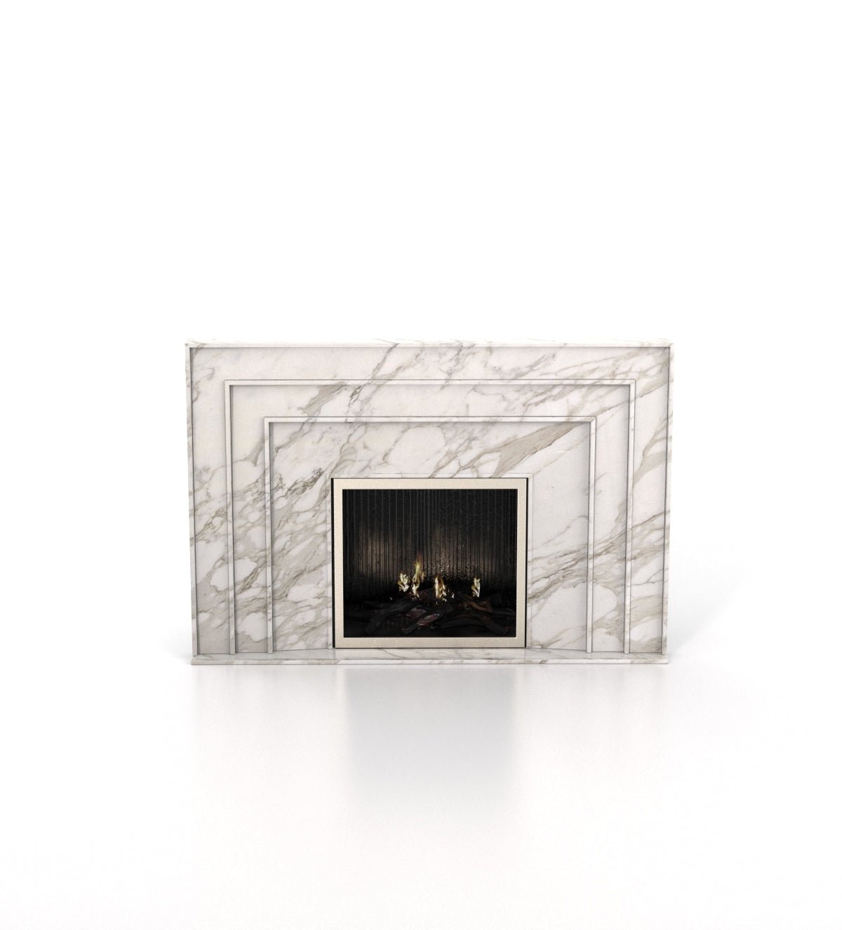 White Marble Aristotle Fireplace - Front View | Stonegems