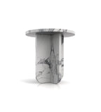White Marble Calypso Stone Side Table - Quarter Angle View | Stonegems
