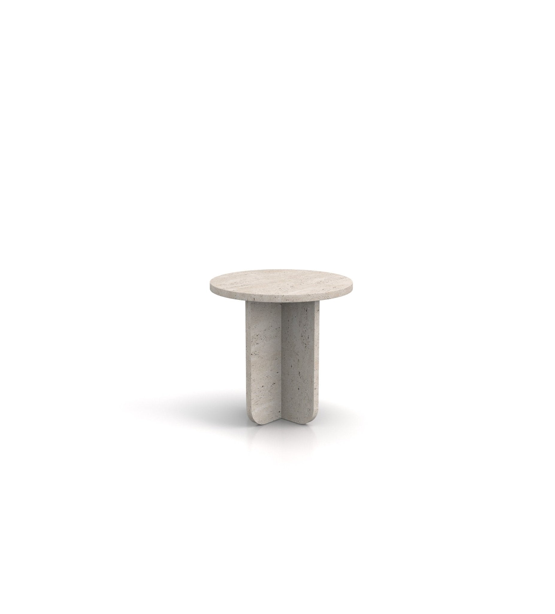 Cream Travertine Round Side Table - Front View | Stonegems