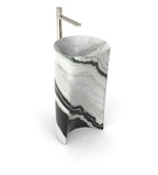 Black White Panda Marble Capri Washbasin - Side Profile | Stonegems