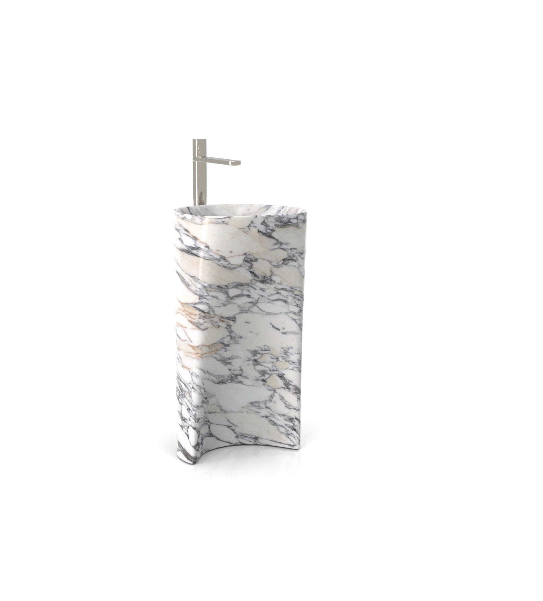 White Grey Marble Capri Washbasin - Angular View | Stonegems