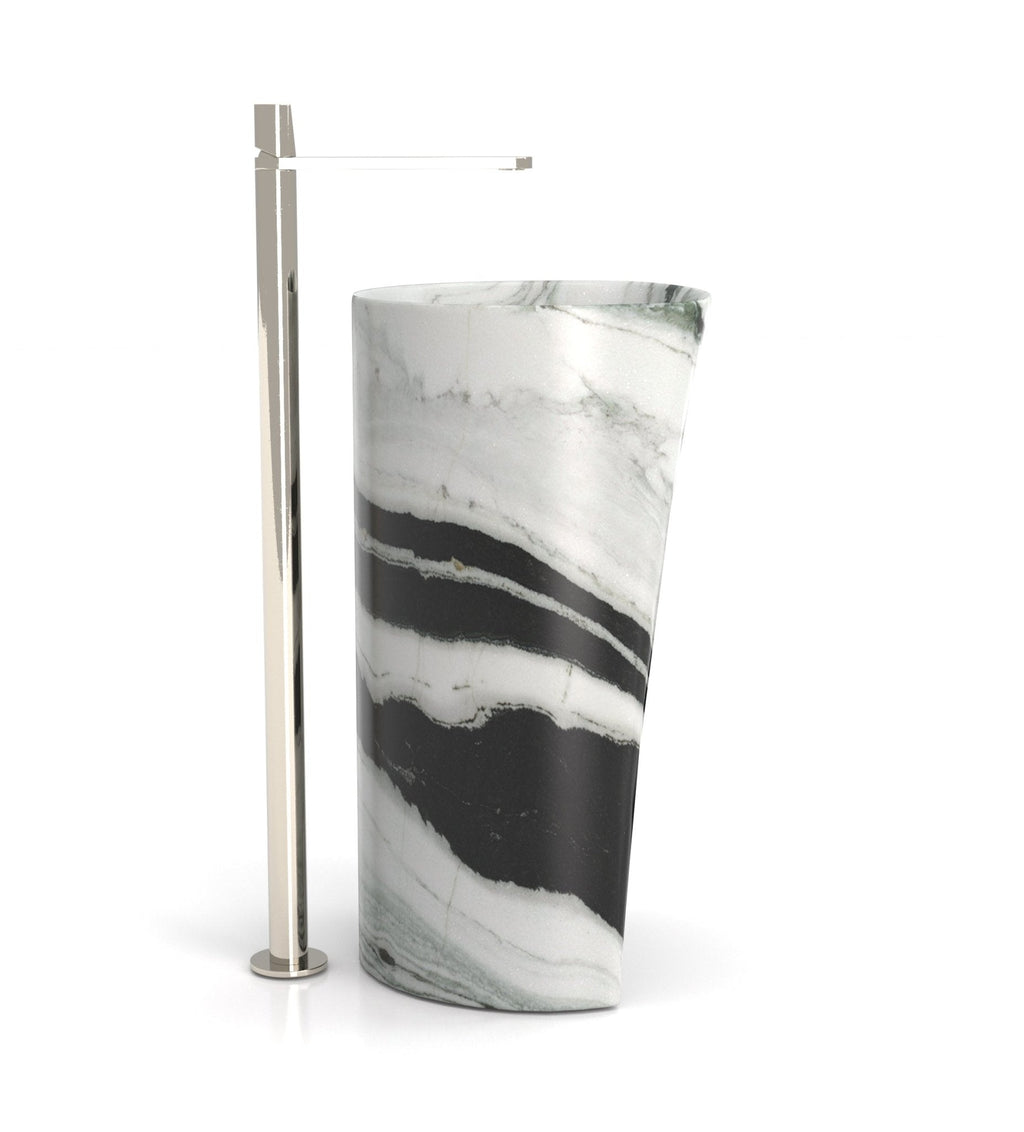 Black White Veined Marble Capri Washbasin - Side Profile | Stonegems