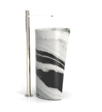 Black White Veined Marble Capri Washbasin - Side Profile | Stonegems
