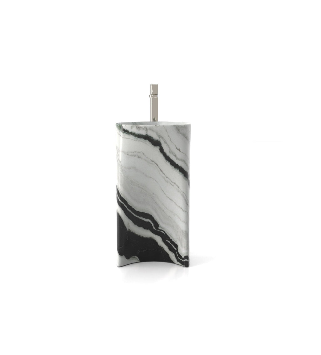 Black White Marble Capri Washbasin - Back Angle | Stonegems