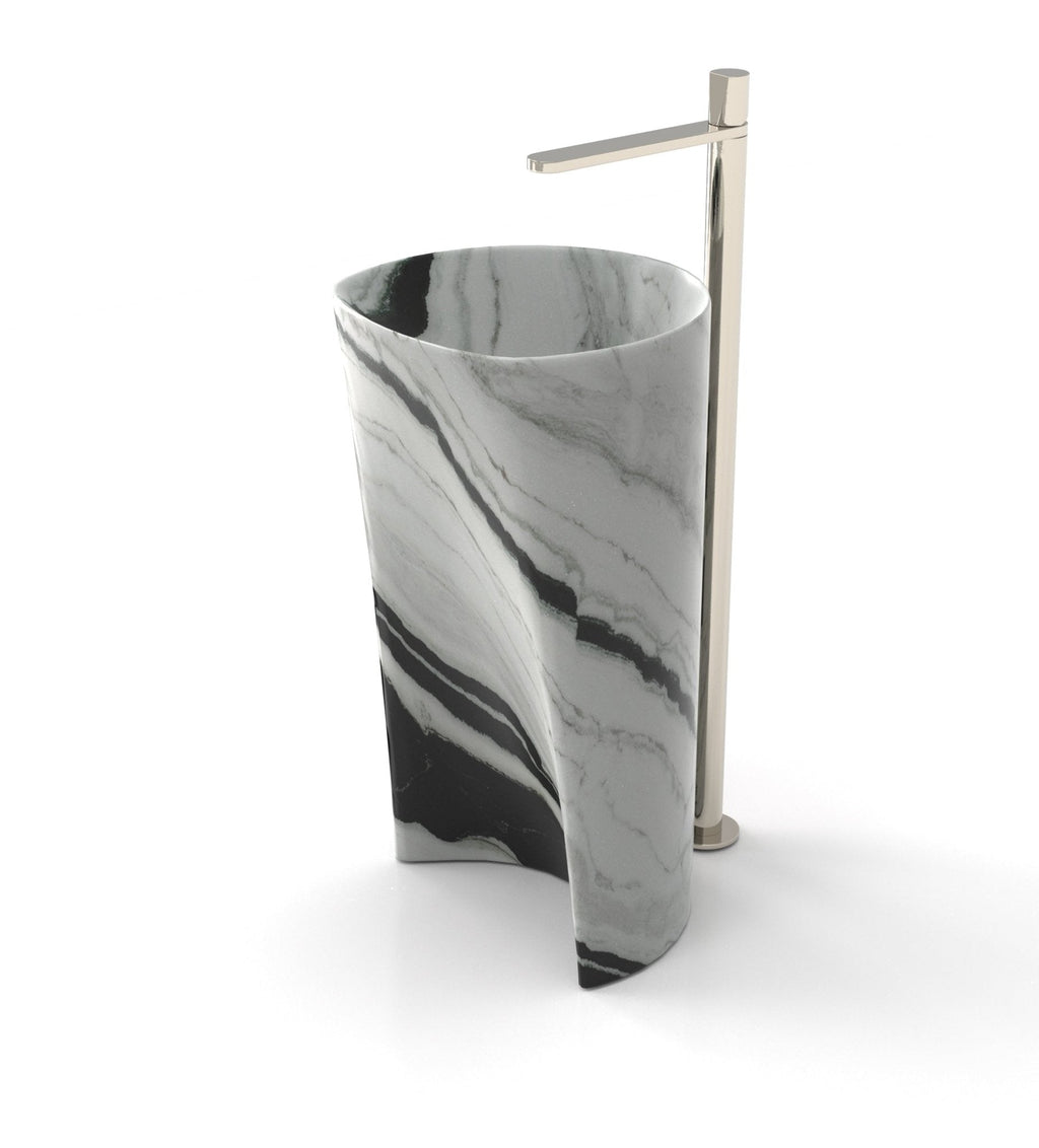 Black White Marble Capri Washbasin - Three Quarter View | Stonegems