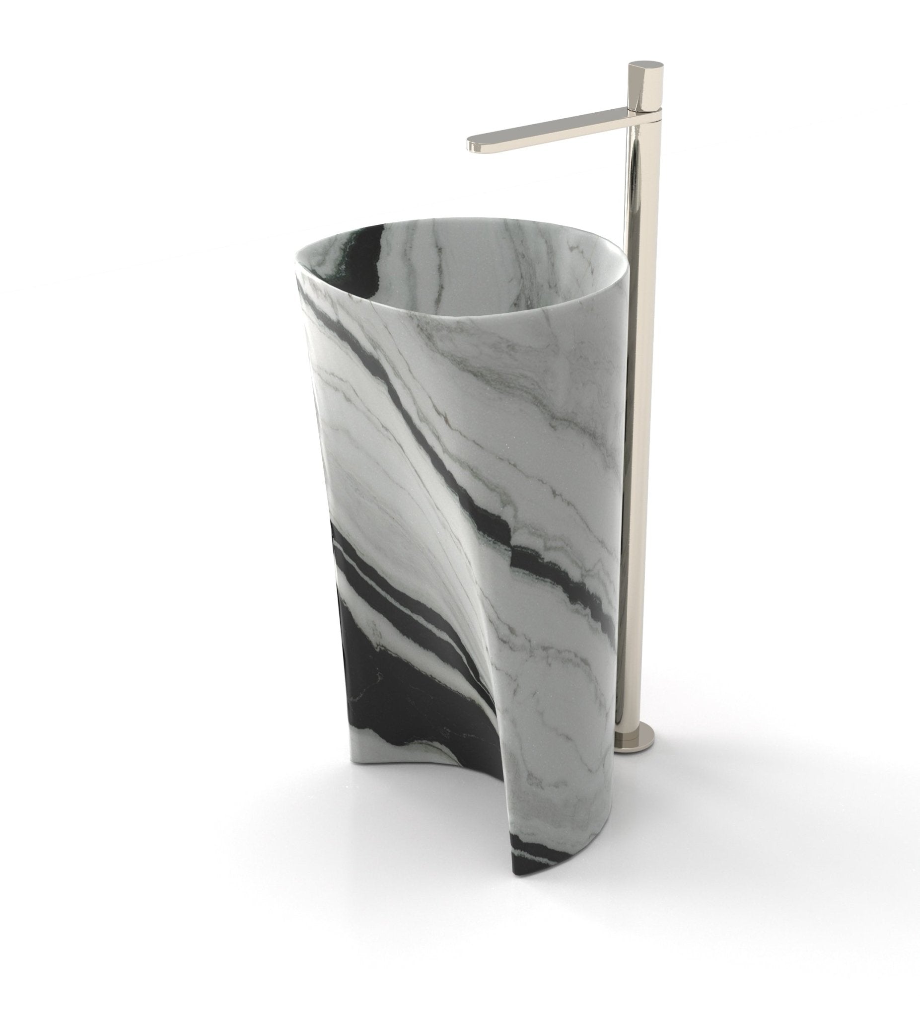 Black White Marble Capri Washbasin - Three Quarter View | Stonegems