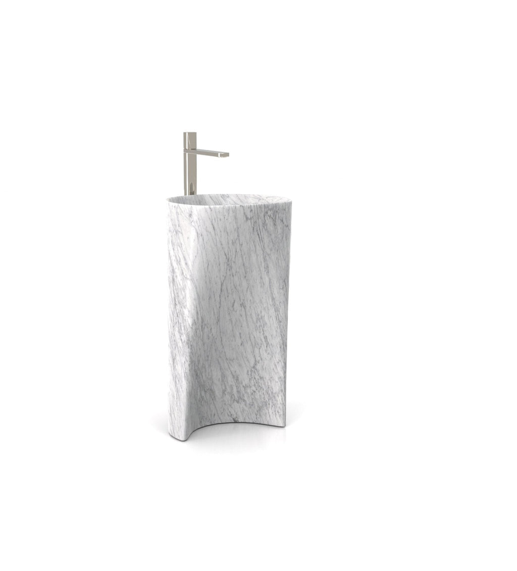 White Carrara Marble Capri Washbasin - Side View | Stonegems