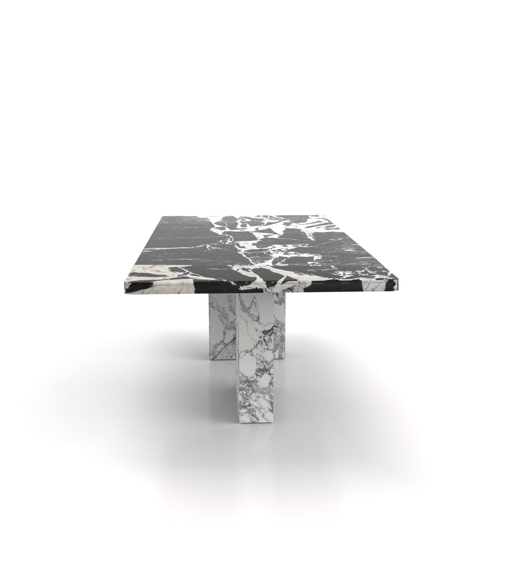 Black White Marble Cassiopeia Table - Front Square View | Stonegems