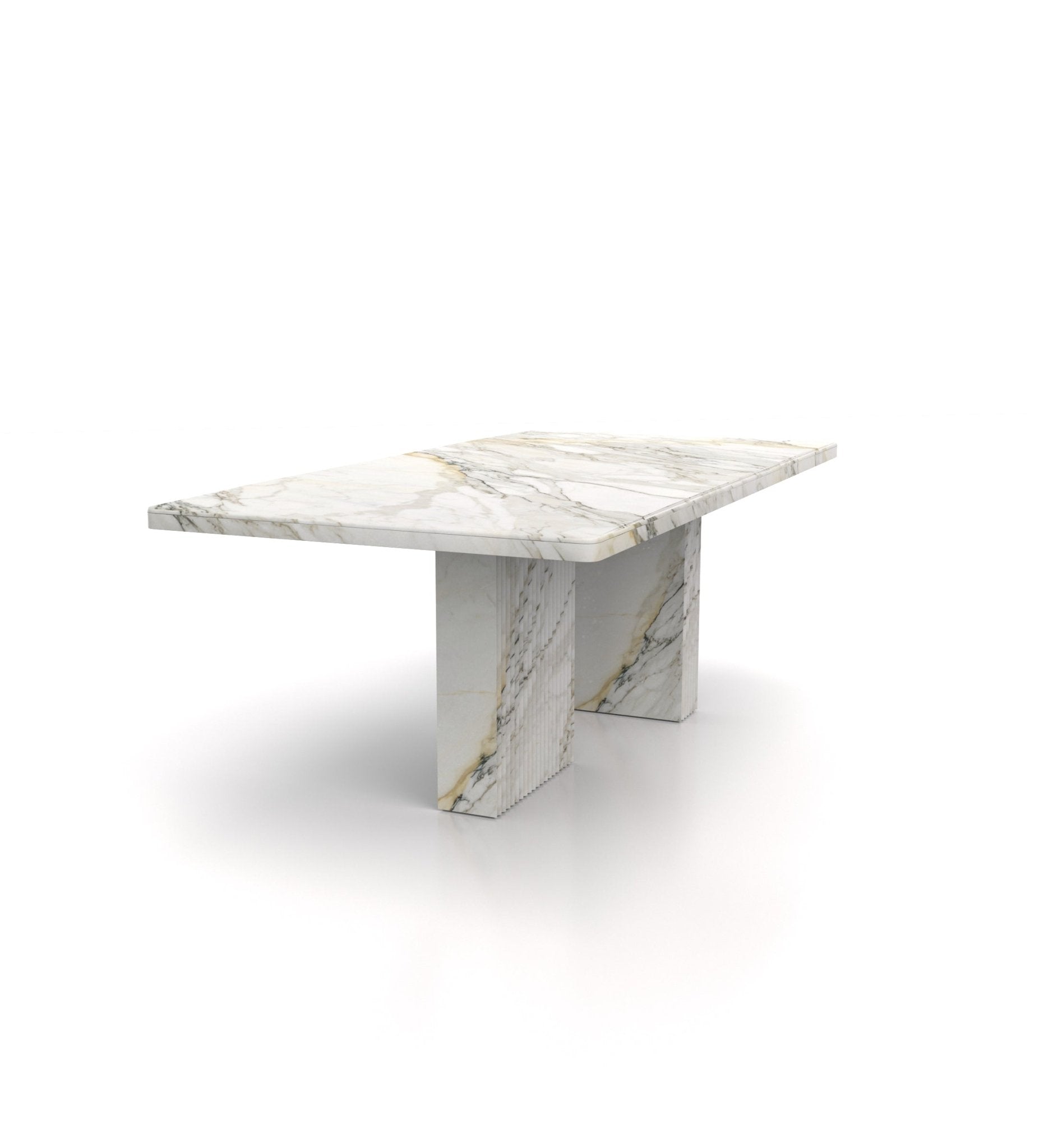White Gold Marble Cassiopeia Table - Angled View | Stonegems