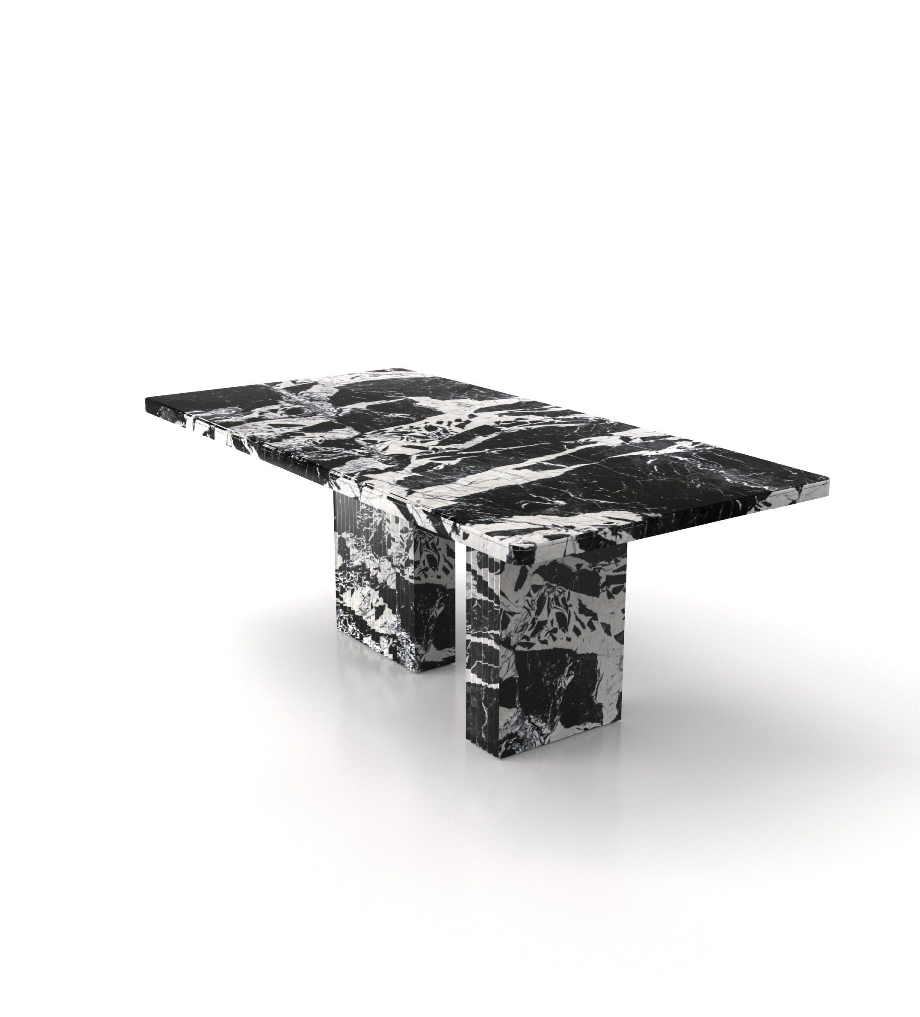 Black White Marble Cassiopeia Table - Side Angle | Stonegems