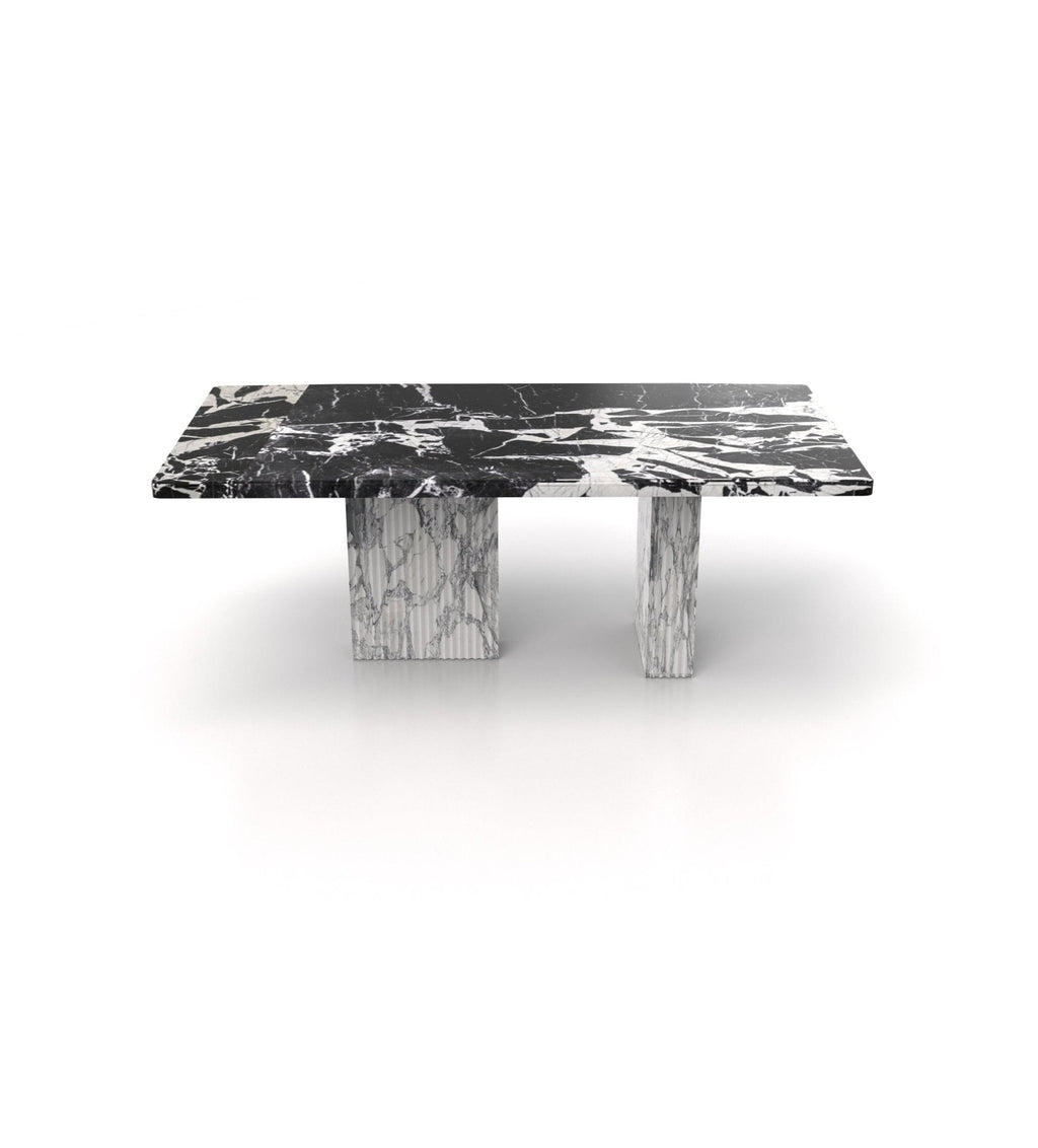 Black Veined Marble Cassiopeia Table - Front Profile | Stonegems