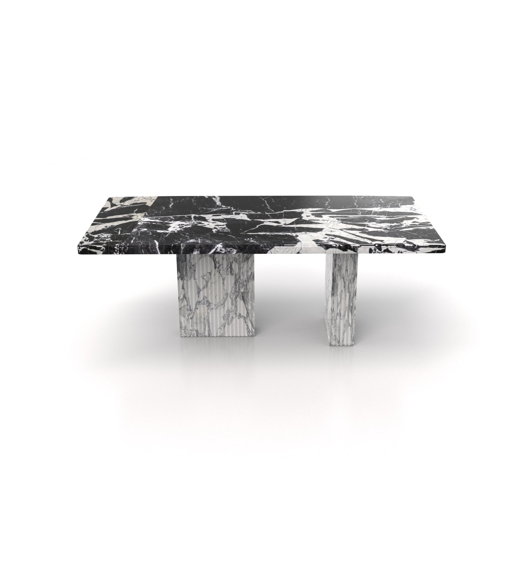 Black Veined Marble Cassiopeia Table - Front Profile | Stonegems