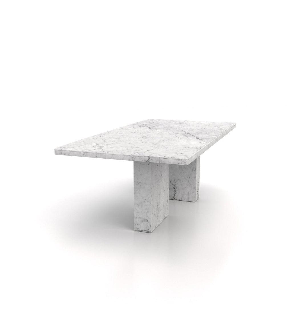 White Veined Marble Cassiopeia Table - Angled View | Stonegems