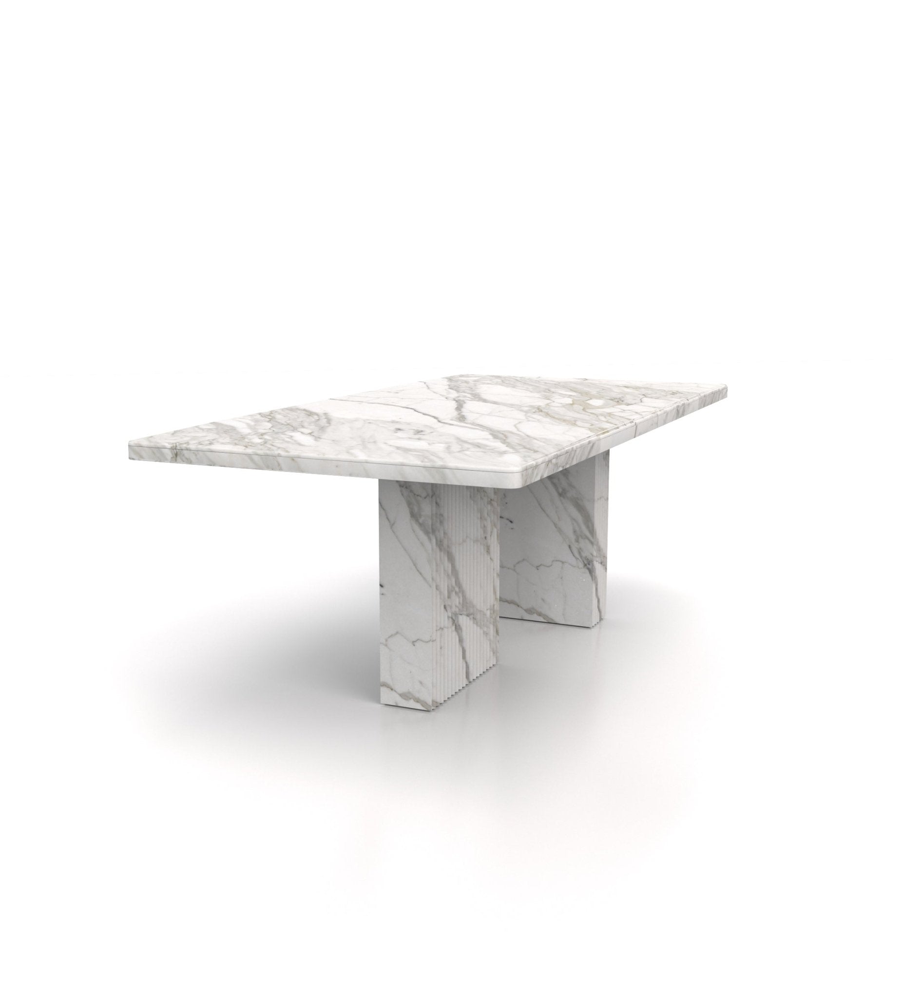 White Grey Marble Cassiopeia Table - Side Perspective | Stonegems