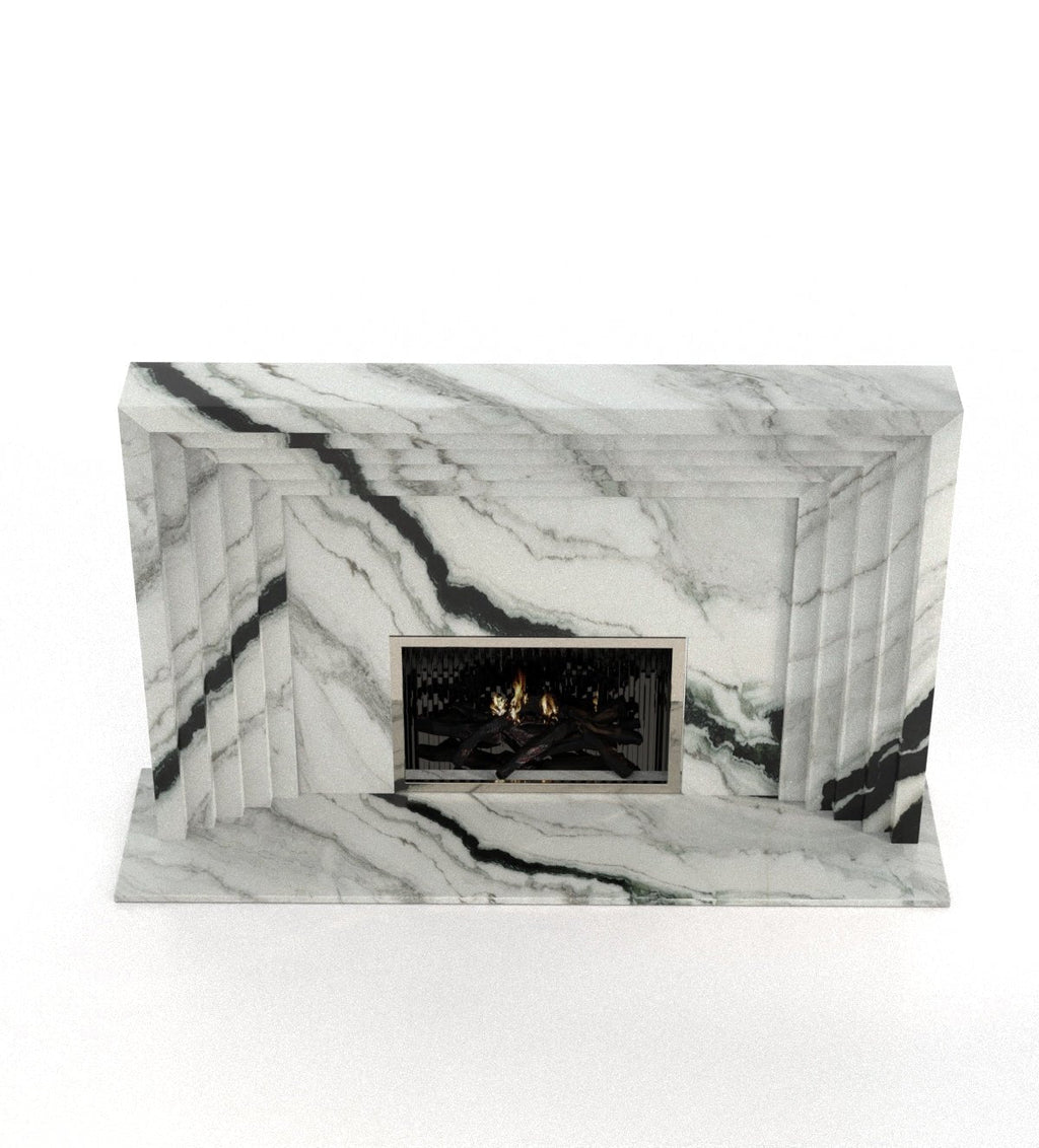 Panda White Marble Colossus Fireplace Surround - Front View | Stonegems