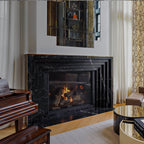 Nero Marquina Black Marble Colossus Fireplace Surround - Living Room Installation | Stonegems