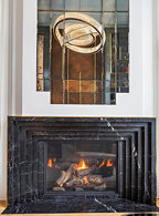 Nero Marquina Black Marble Colossus Fireplace Surround - Close-Up Interior Detail | Stonegems