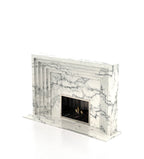 Arabescato Marble Colossus Fireplace Surround - Side Angle View | Stonegems