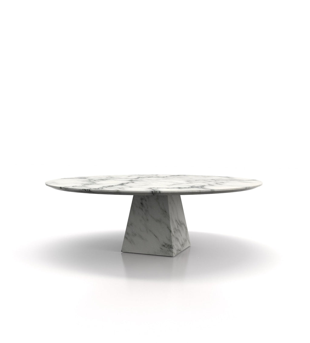 White Marble Round Coffee Table - Front Profile | Stonegems