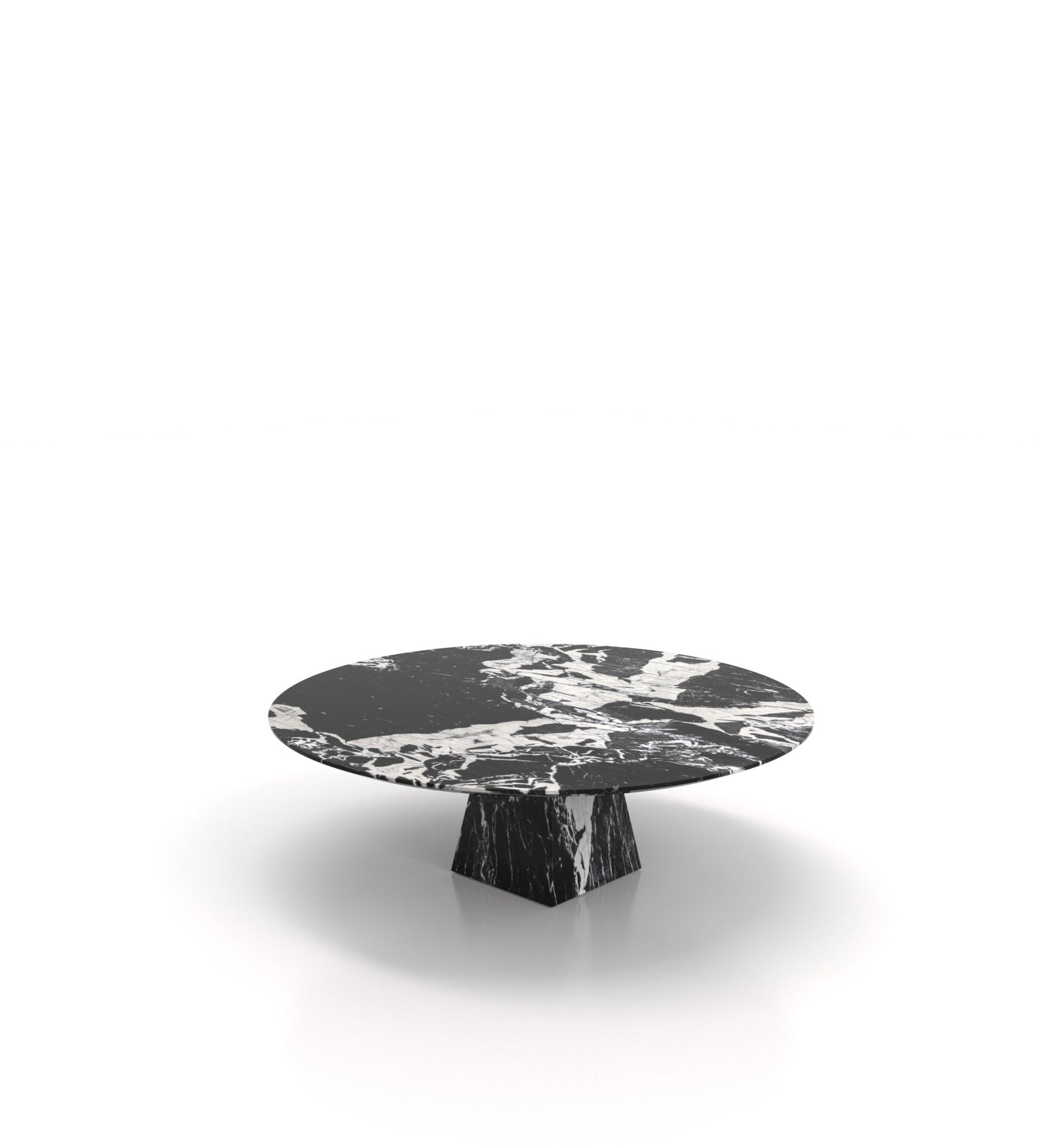 Black Marble Round Coffee Table - Side Angle | Stonegems
