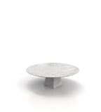 White Marble Copernicus Round Coffee Table - Three Quarter View | Stonegems