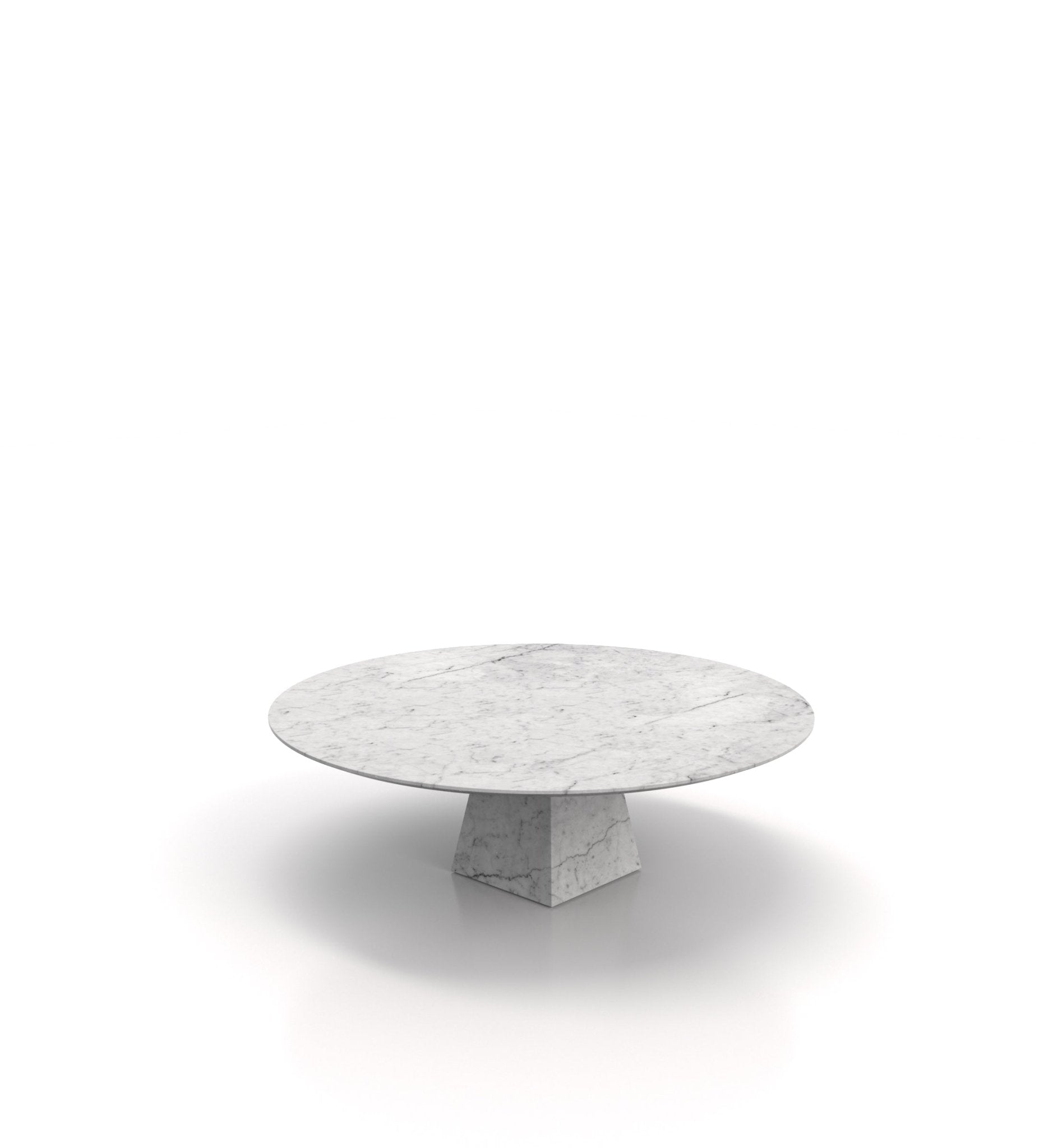 White Marble Copernicus Round Coffee Table - Three Quarter View | Stonegems