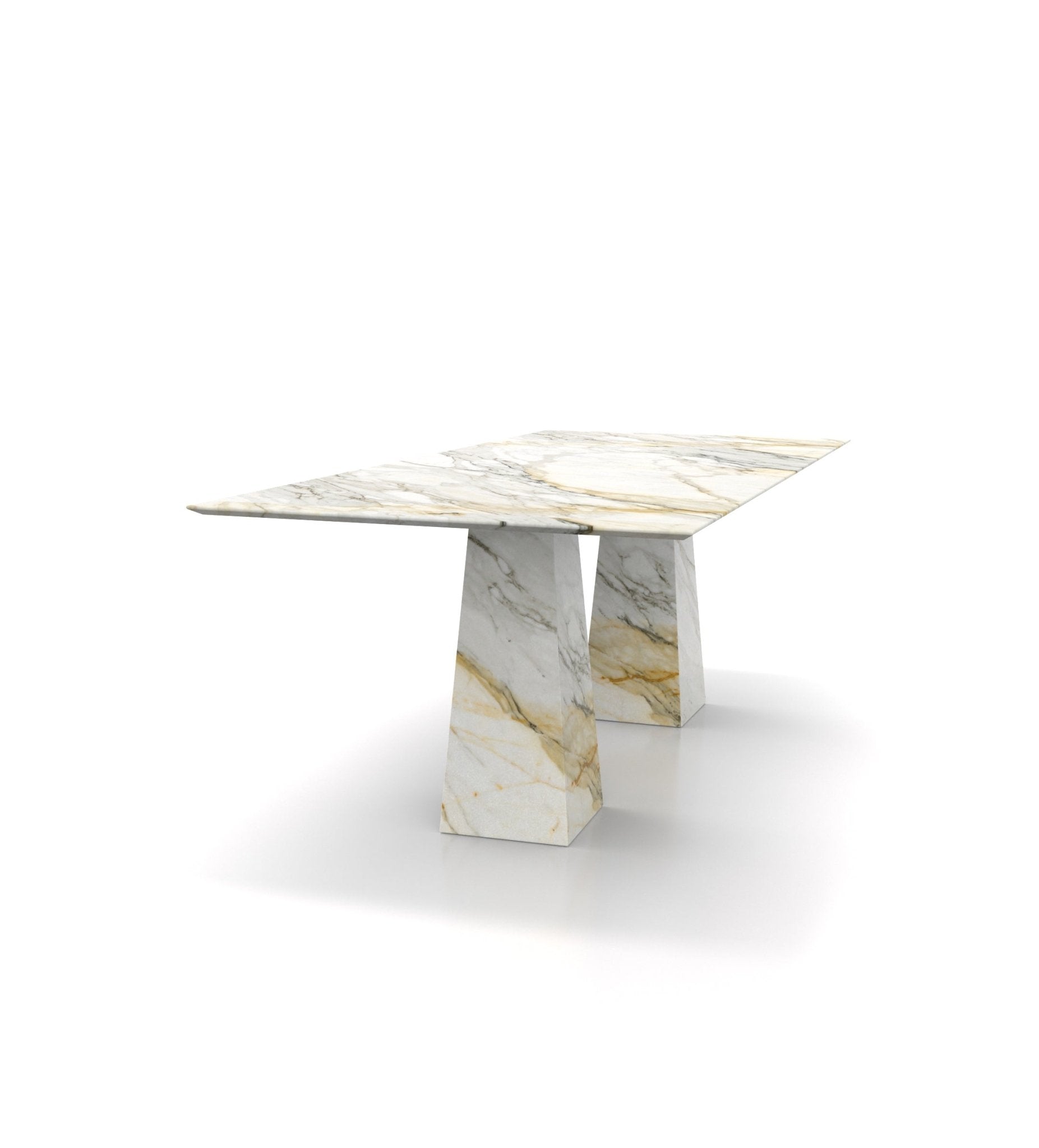 Golden Veined Marble Copernico Dining Table - Side Angle | Stonegems