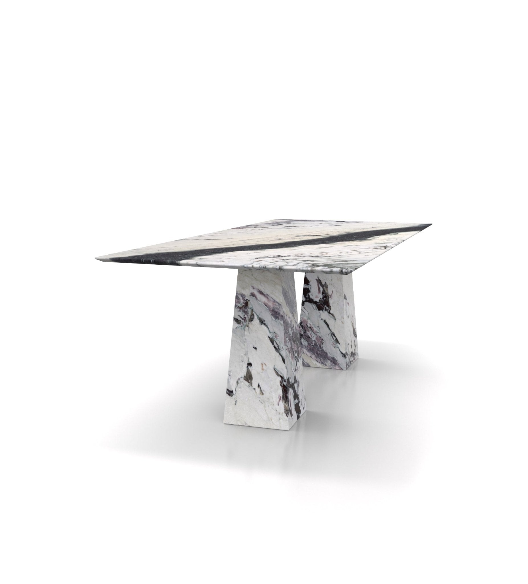 White Veined Marble Copernico Dining Table - Perspective View | Stonegems