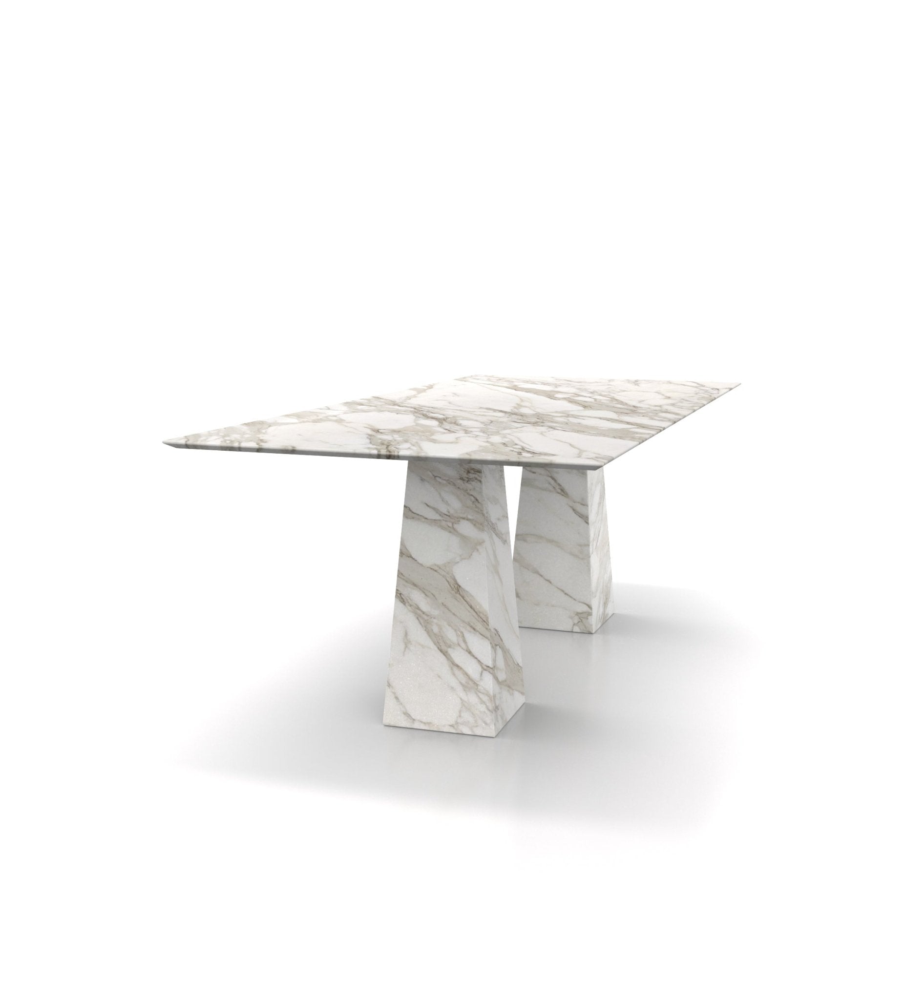 White Marble Copernico Dining Table - Three Quarter Angle | Stonegems