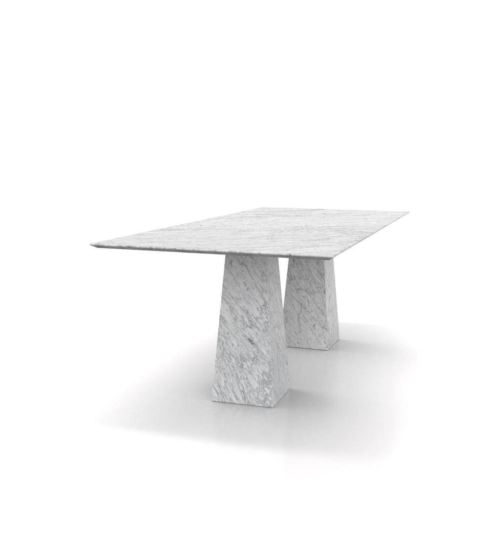 White Carrara Marble Copernico Dining Table - Angled View | Stonegems