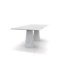 White Carrara Marble Copernico Dining Table - Angled View | Stonegems