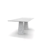 White Carrara Marble Copernico Dining Table - Angled View | Stonegems
