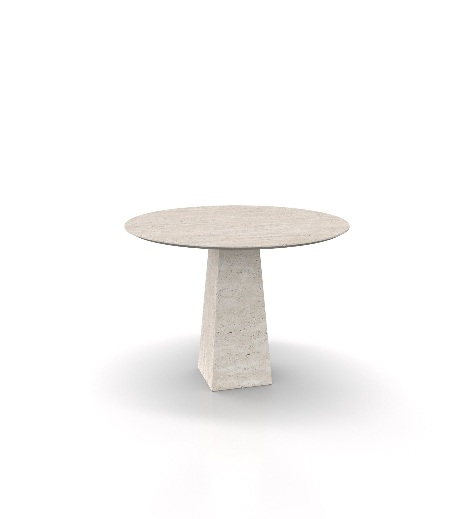 Beige Travertine Round Dining Table - Front View | Stonegems