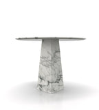 White Grey Marble Round Dining Table - Side Profile | Stonegems