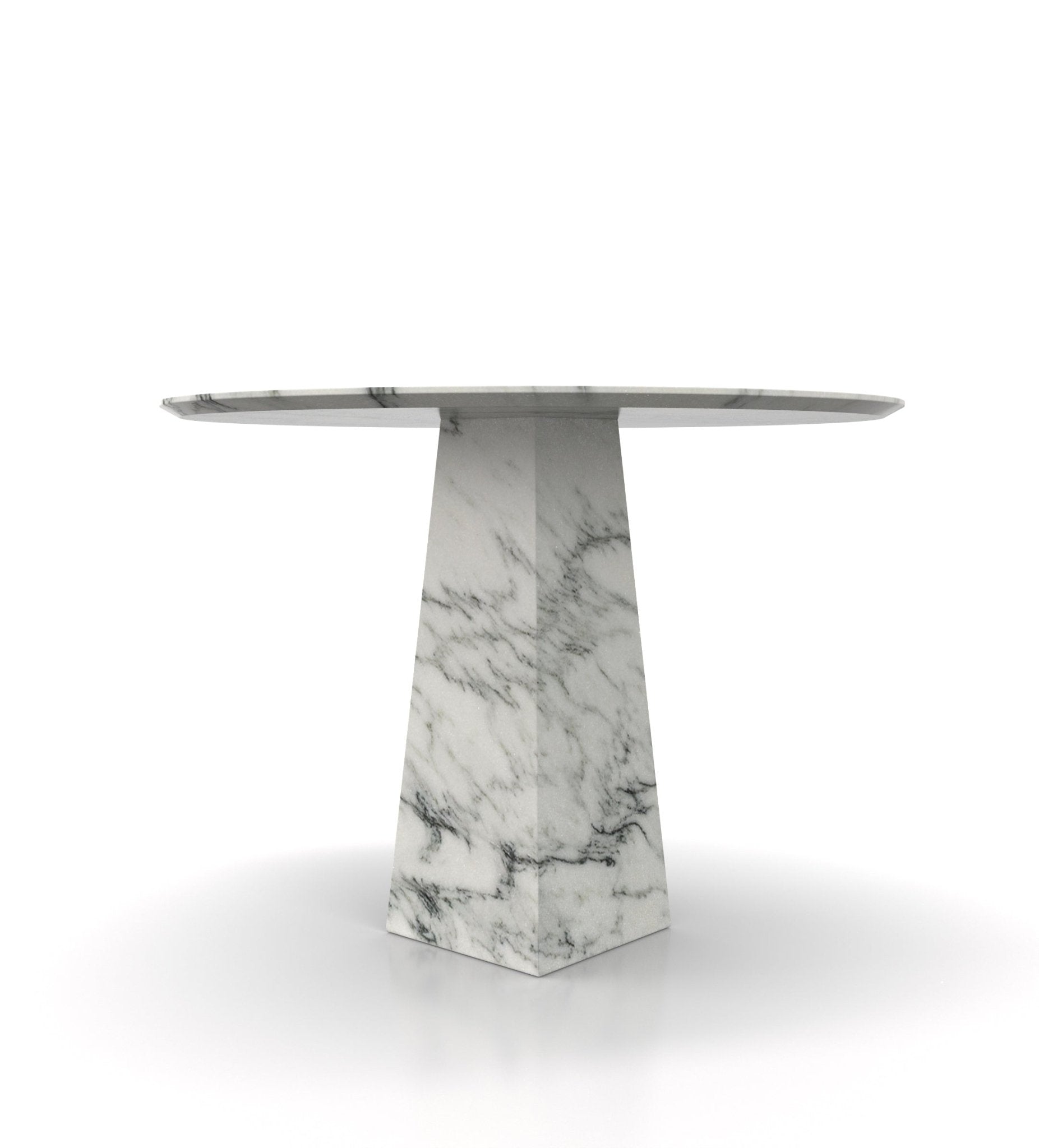 White Grey Marble Round Dining Table - Side Profile | Stonegems