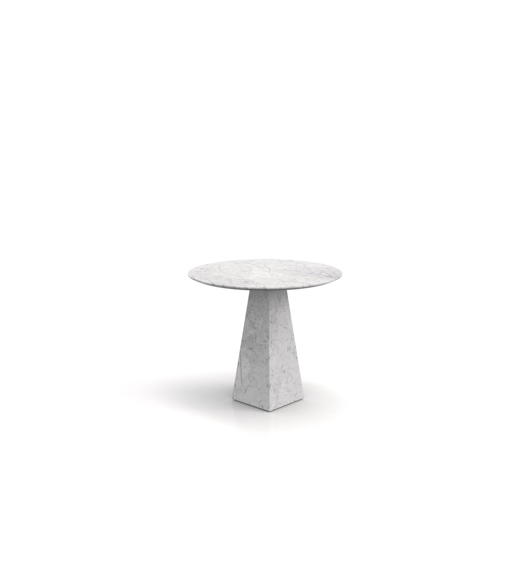 White Marble Pyramid Base End Table - Three Quarter View | Stonegems