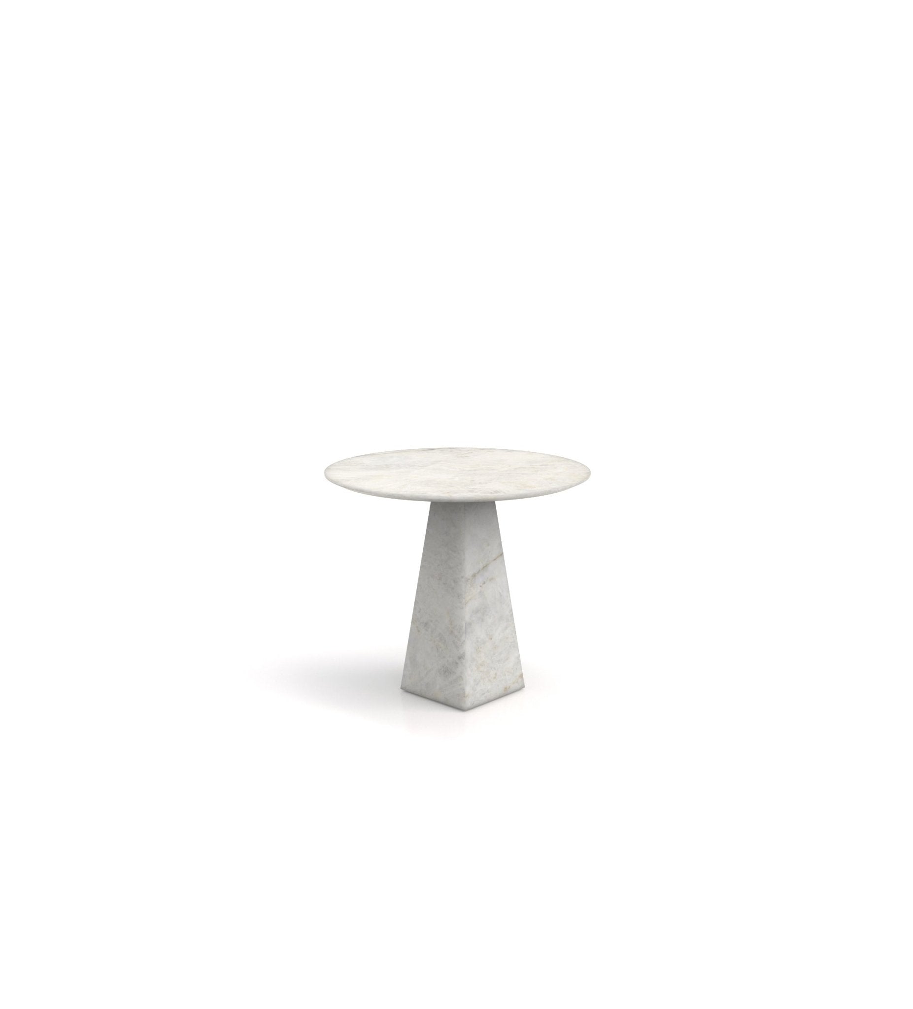 Travertino Marble Round Side Table - Front View | Stonegems