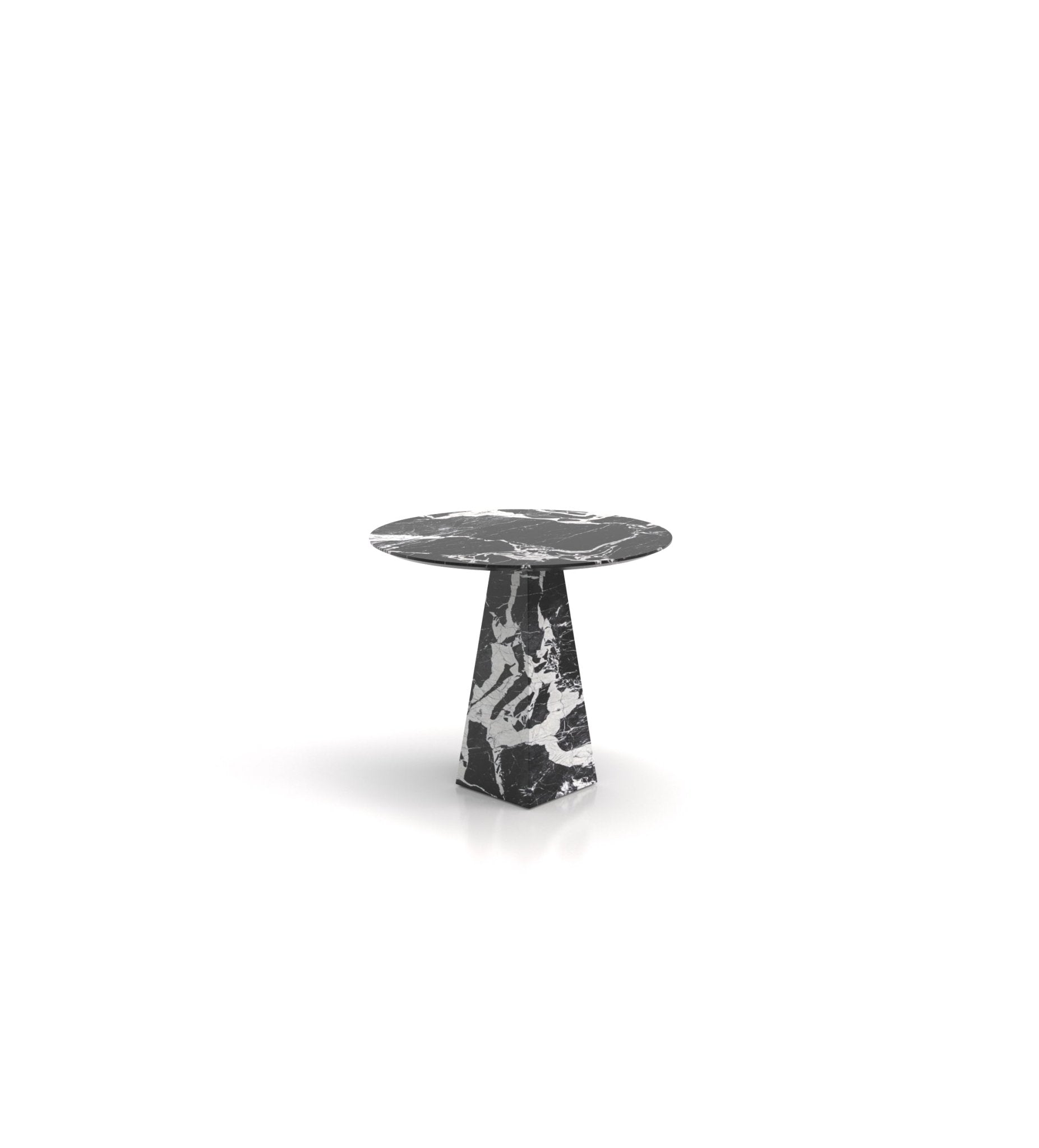 Round Top Marble Stone Pyramid Modern Side End Table