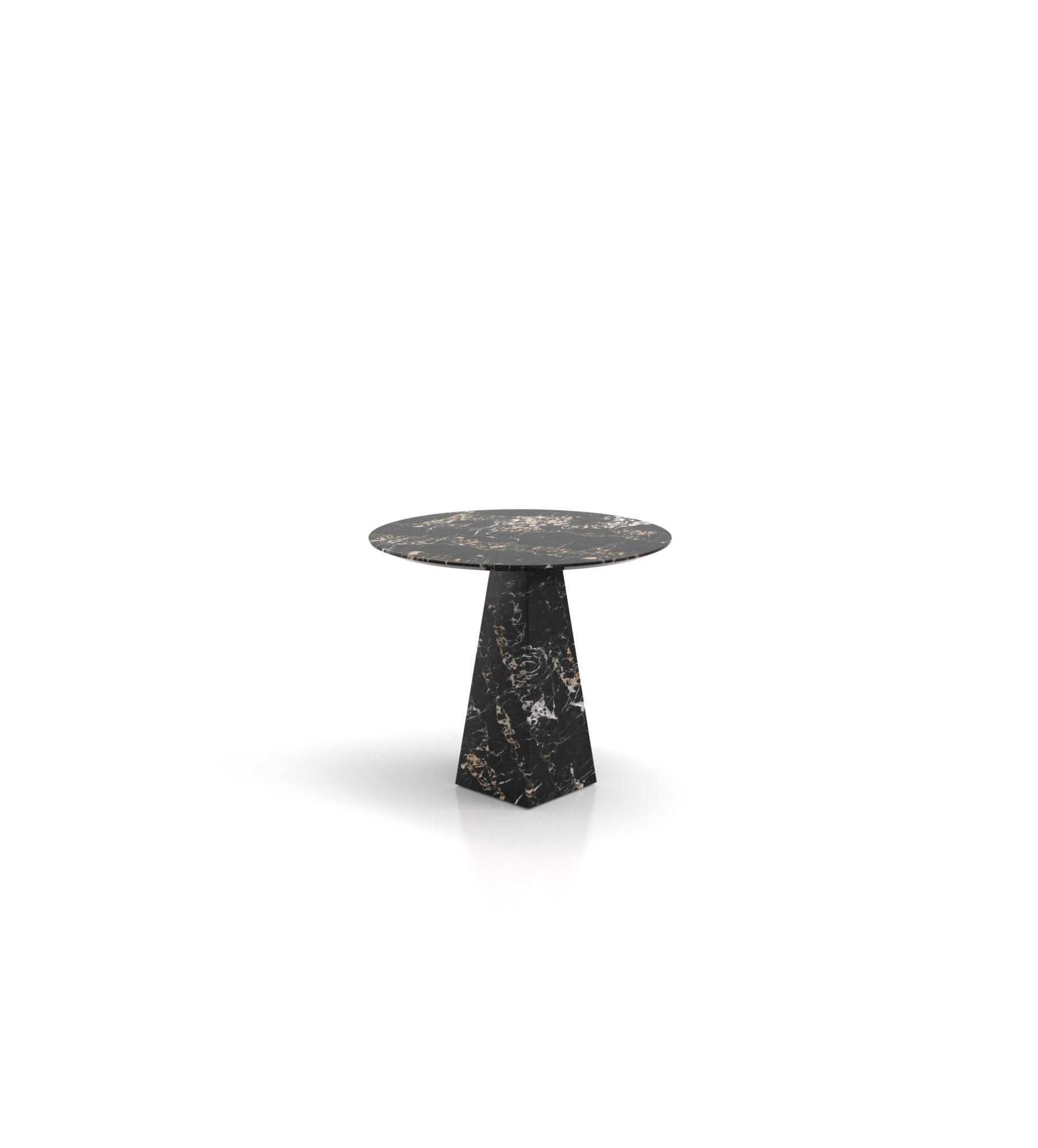 Round Top Marble Stone Pyramid Modern Side End Table
