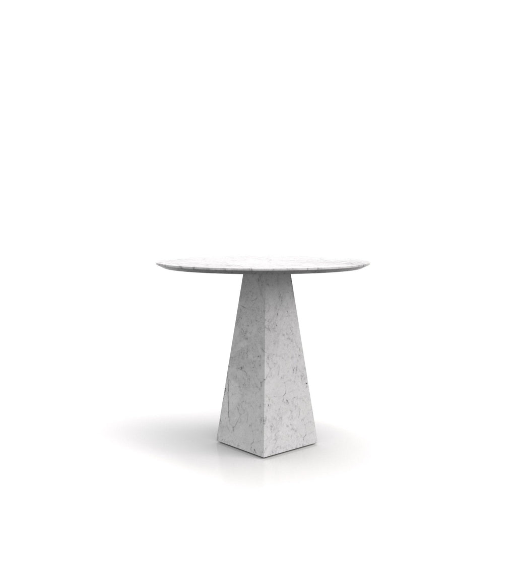 Arabescato Marble Round Top Side Table - Side Profile View | Stonegems