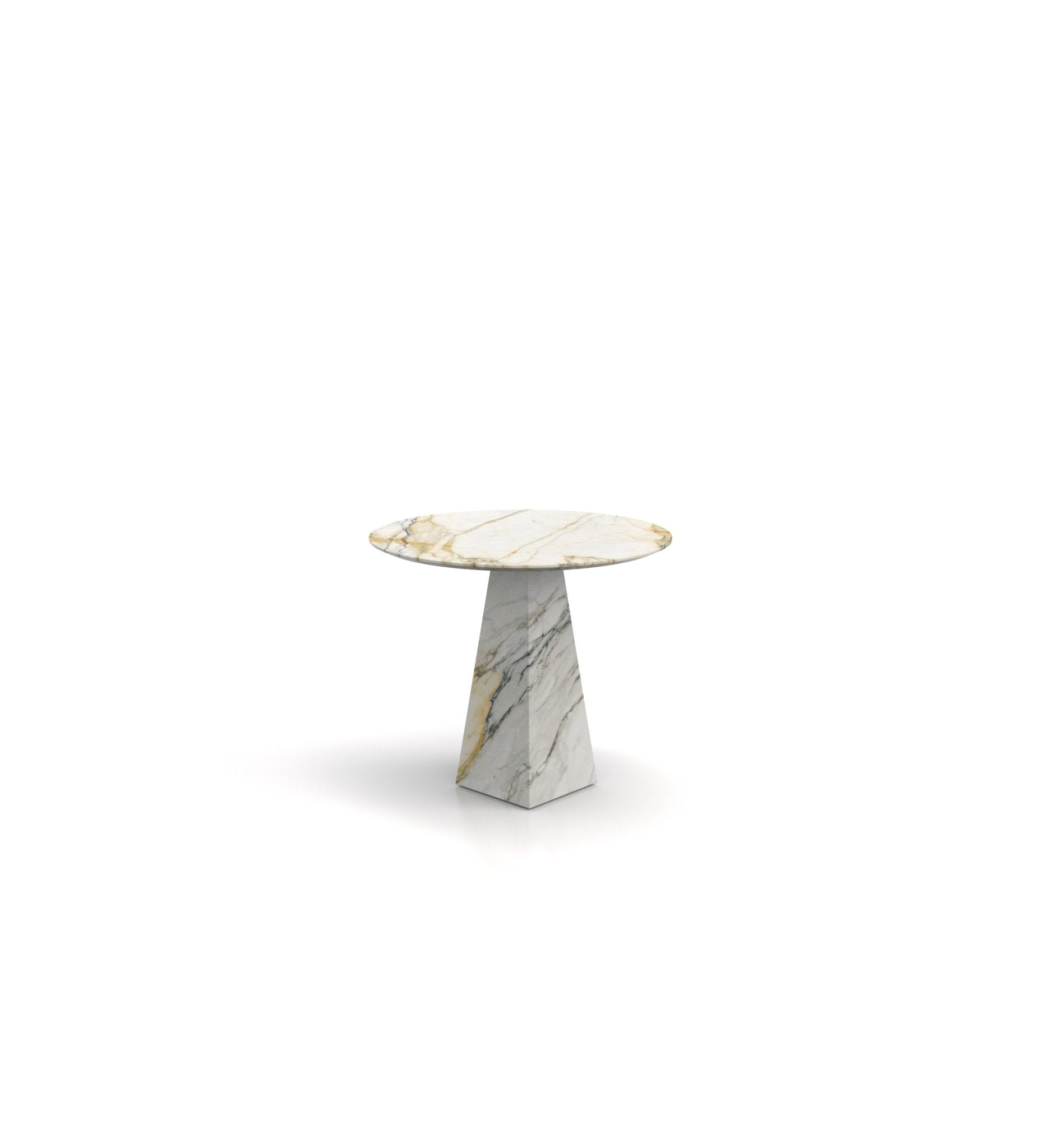 Round Top Marble Stone Pyramid Modern Side End Table