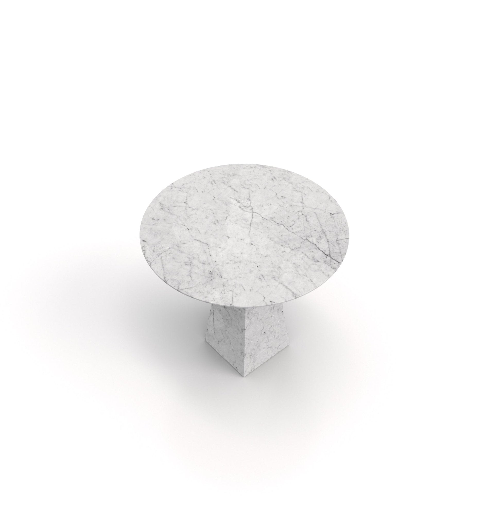 White Carrara Marble Round Side Table - Top View | Stonegems